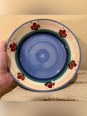 VTG 1988 Gail Pittman Hand Painted Ceramic Soup Salad Bowl Signed 7.25”